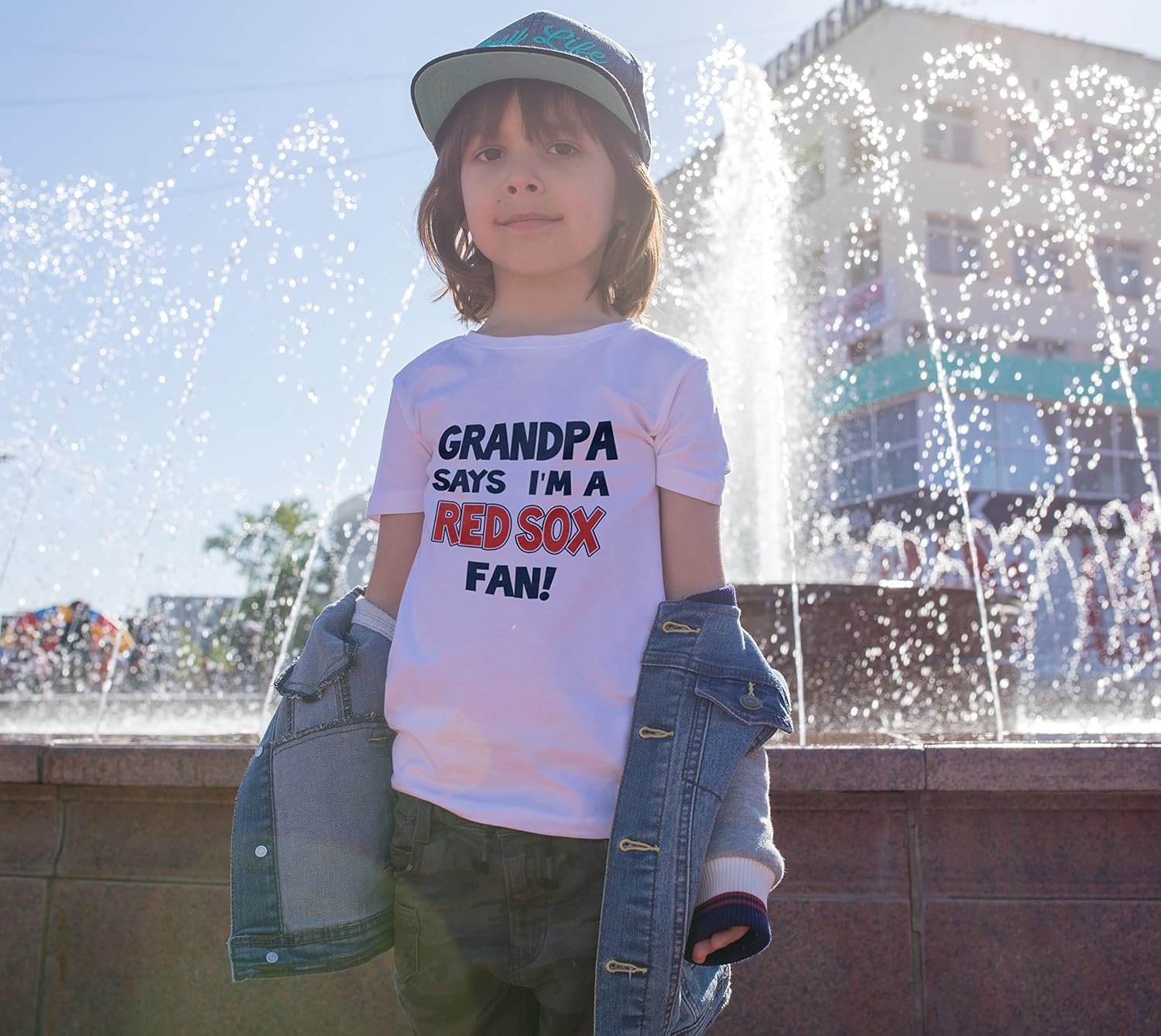 NanyCrafts' Grandpa Says I'm a Red Sox Fan Kids Shirt, Children Red Sox Fan