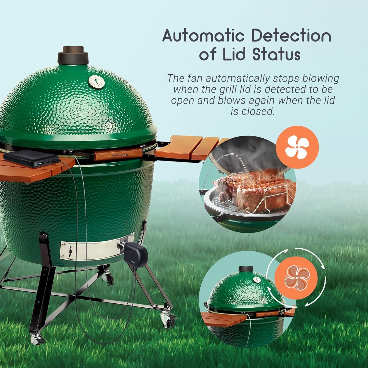 Inkbird ISC-027BW Grillgebläse Temperaturüberwachung automatisch einstellbare Gebläsedrehzahl Kamado Joe Big Green Egg