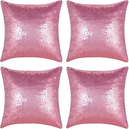 Miayon Paquete de 4 fundas de almohada de lentejuelas para invierno fundas de almohada de satén suave para sofá cama sala de estar dormitorio