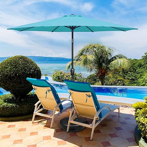 Vista 41 de Simple Deluxe Sombrilla de patio de 9 pies con botón de inclinación/manivela