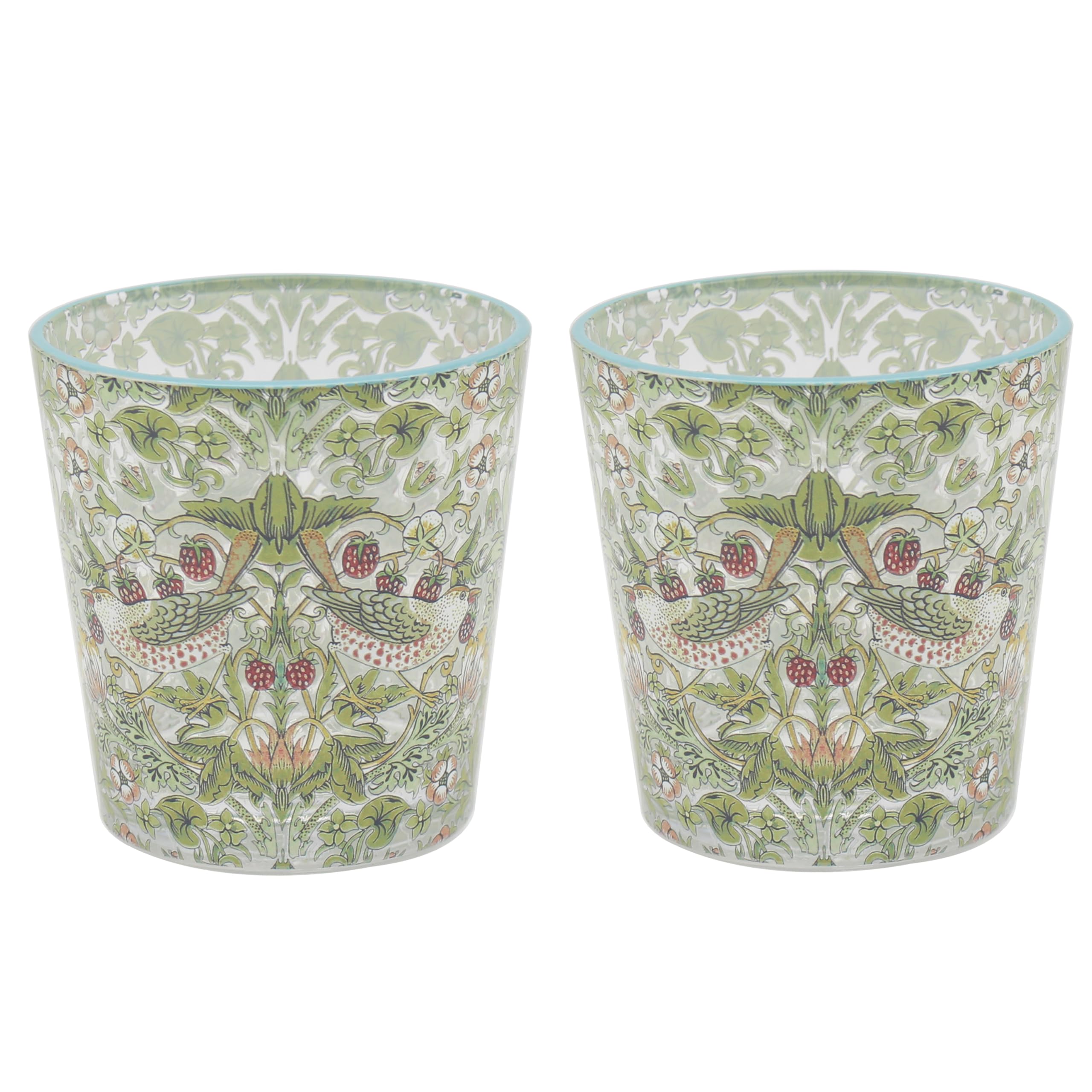 Drinking Glasses Set of 2 William Morris Strawberry Thief Tumblers Kitchen Gift