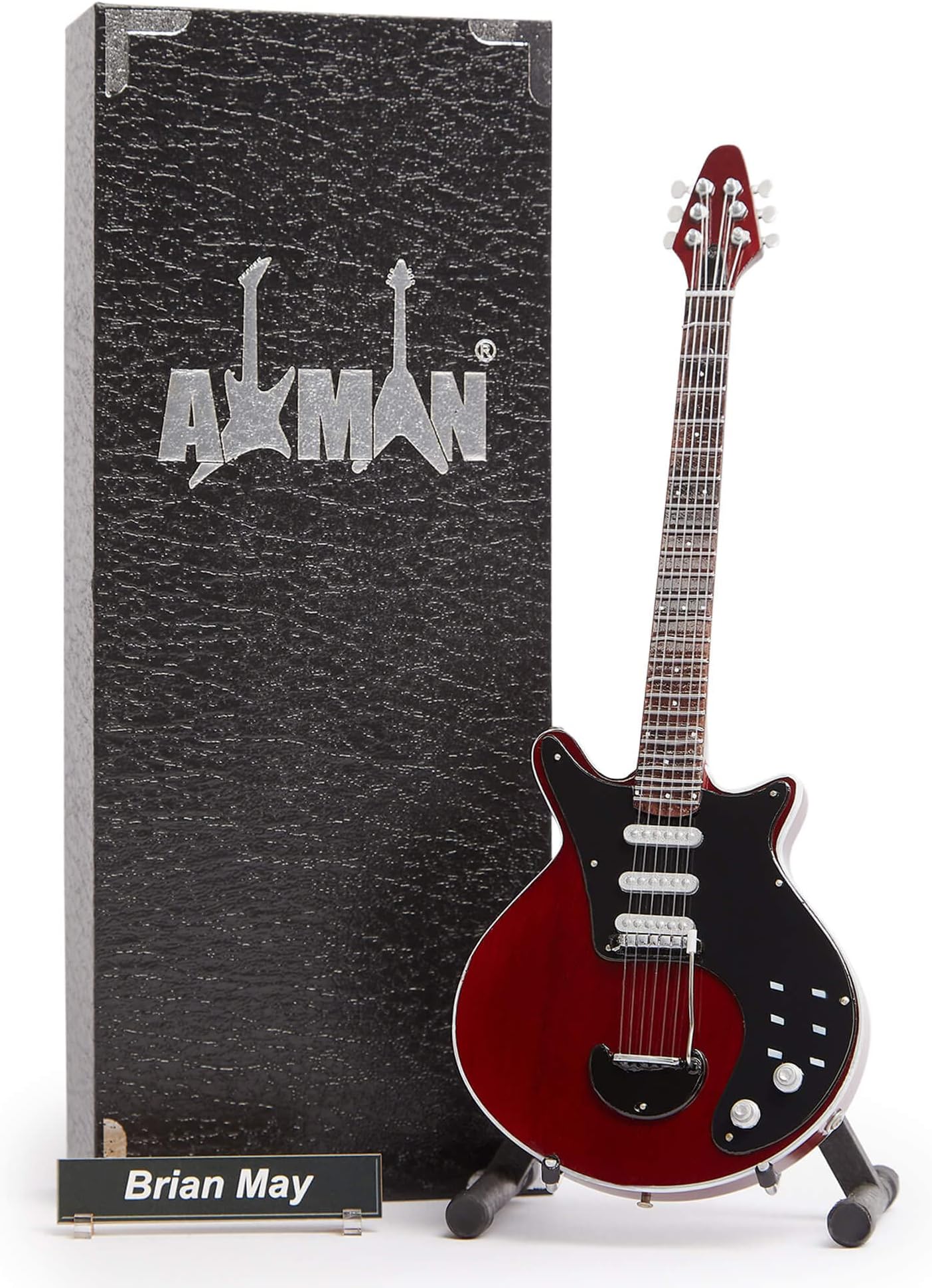 B May Red Special (Queen) Miniature Guitar Replica - Music Gifts - Handmade Ornamental 1/4 Scale - Includes a Display Box, Name Tag and Miniature Guitar Stand
