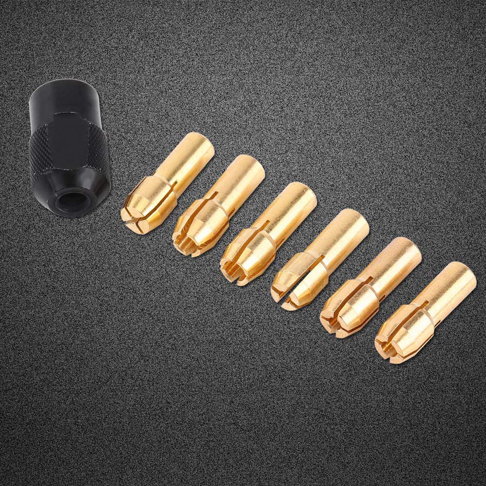 6 Sztuk/zestaw Tuleje Tulei Zaciskowej Narzędzie Obrotowe Tuleja Zaciskowa M8 * 0,75 Nasadka, w Tym Tuleje Tulejkowe 1mm-3,2mm z Czarnym Plastikiem M8 × 0,75 Pokrywa Pasuje do Narzędzi Obrotowych