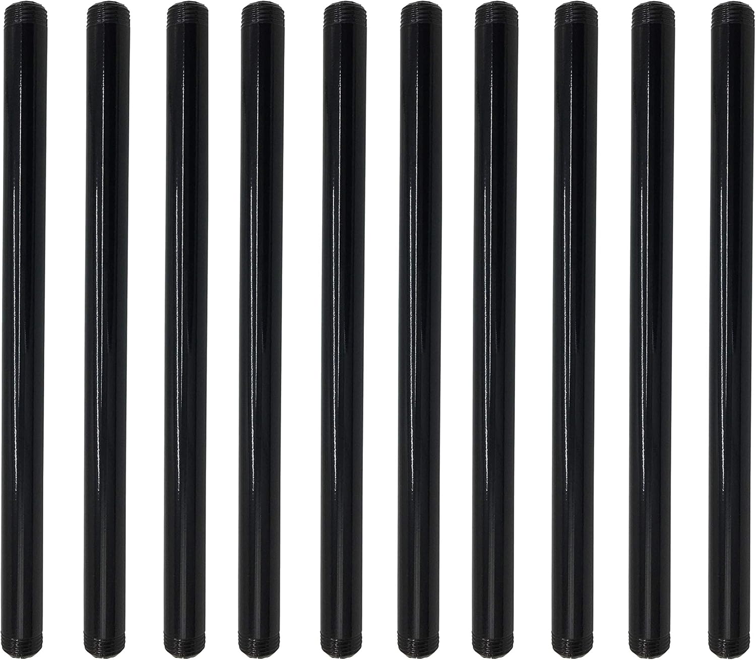 1/2 Inch Mallealbe Cast Iron Pipe, Pre Cut, Industrial Steel Black Fits Standard One Half Inch Black Threaded Pipes Nipples and Fittings, Build Vintage DIY Furniture, 10 Pack (16 Inch Length) : Industrial & Scientific