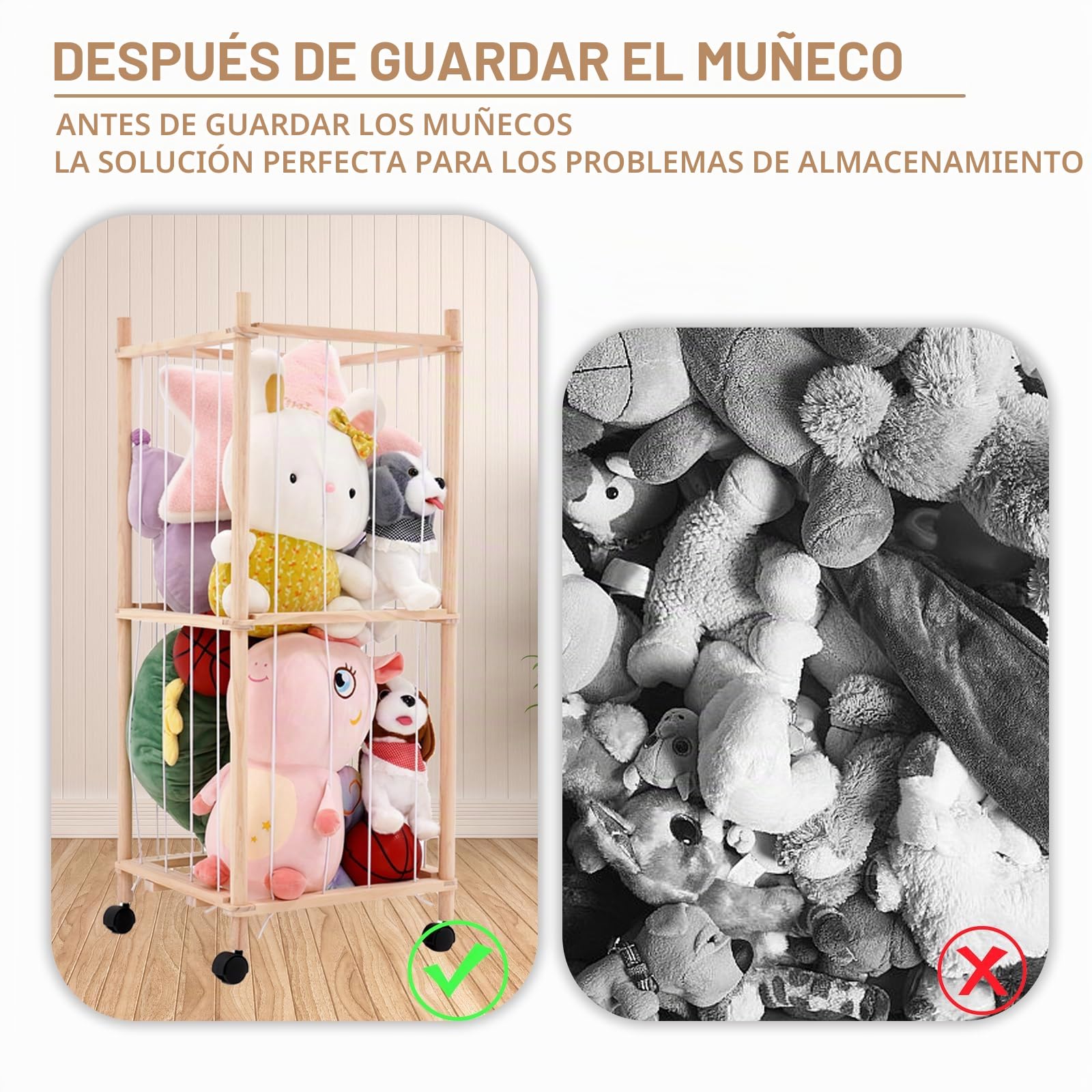 Estante de almacenamiento de animales de peluche de madera de zoológico, organizador de guardería, jaula de zoológico para guardería, sala de juegos, dormitorio, habitación de los niños, regalo de