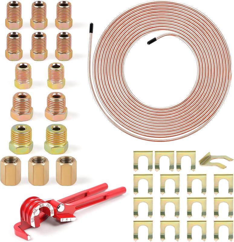 Kit de linha de freio 3/16" MSLANE em aço revestido de cobre com acessórios – 7,62 m