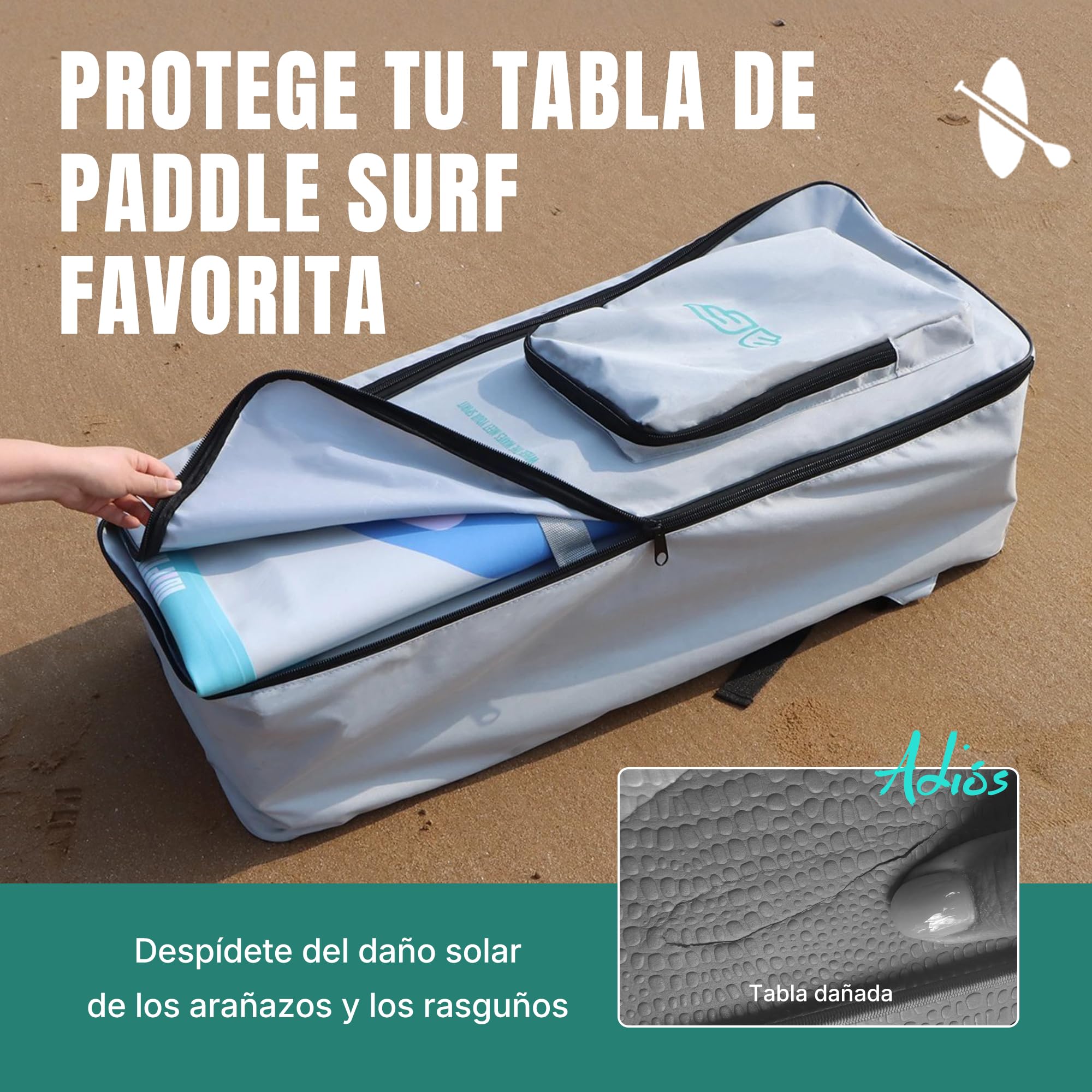 niphean Mochila Paddle Surf con Correas Anchas, Capacidad Extra Grande 100L, Bolsa Hinchable para Tabla de Surf con Soporte Ergonómico para Transporte Cómodo