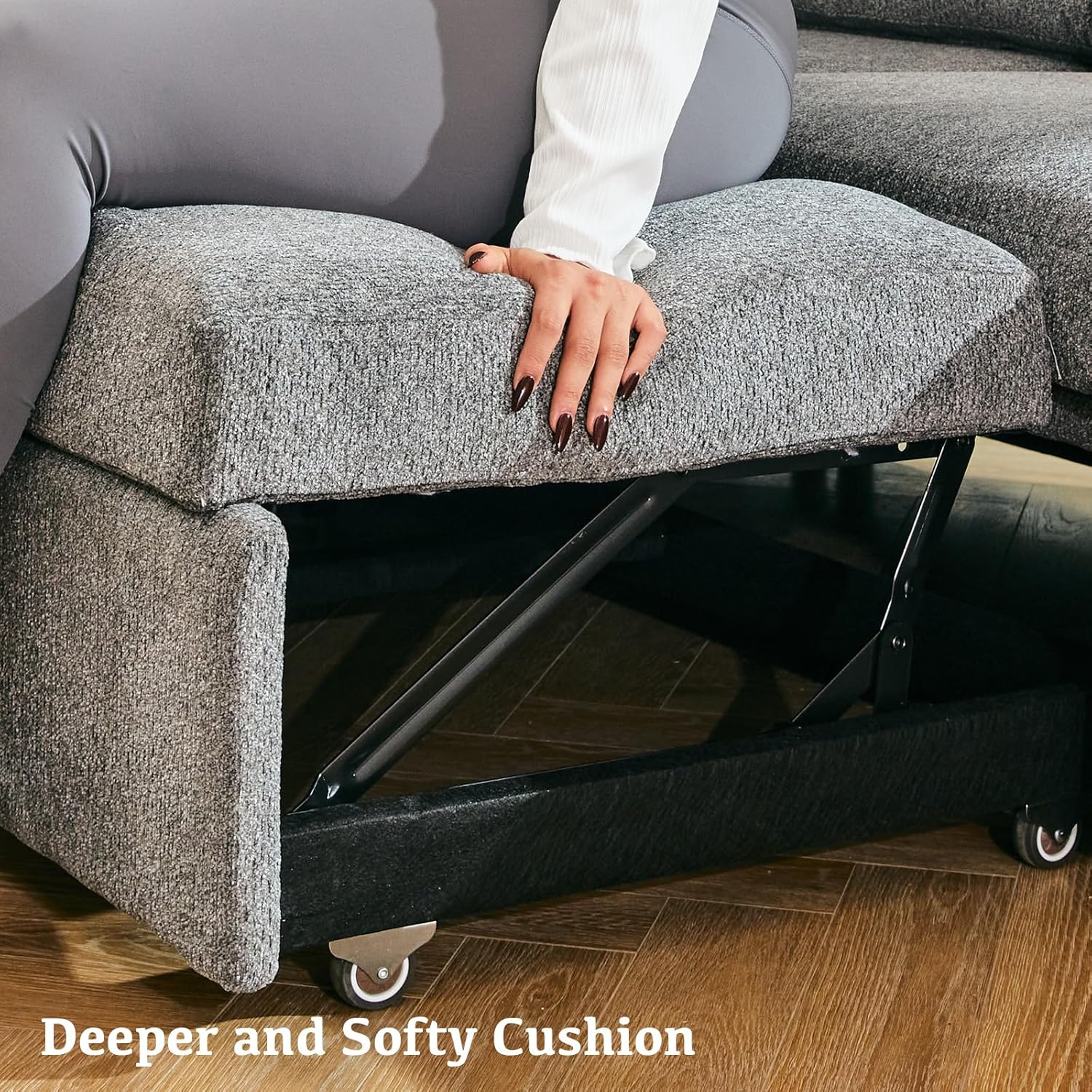 Belffin Pull Out Bed Module for Modular Sectional Sleeper Sofa Armless Loveseat with Pull Out Sofa Bed for Sectional Couch Bed Grey