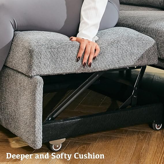 Belffin Pull Out Bed Module for Modular Sectional Sleeper Sofa Armless Loveseat with Pull Out Sofa Bed for Sectional Couch Bed Grey