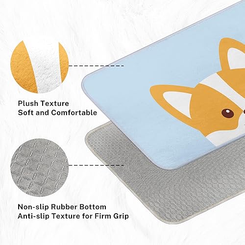 Miniatura 4 de Bayson Bonita alfombra de baño de imitación de cachemira, 17 x 30 pulgadas, alfombra de baño de perro Corgi naranja, alfombra decorativa para el
