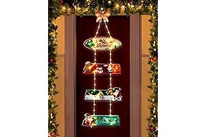 Christmas Door Sign Decorations, 3ft LED Merry Christmas Sign Light