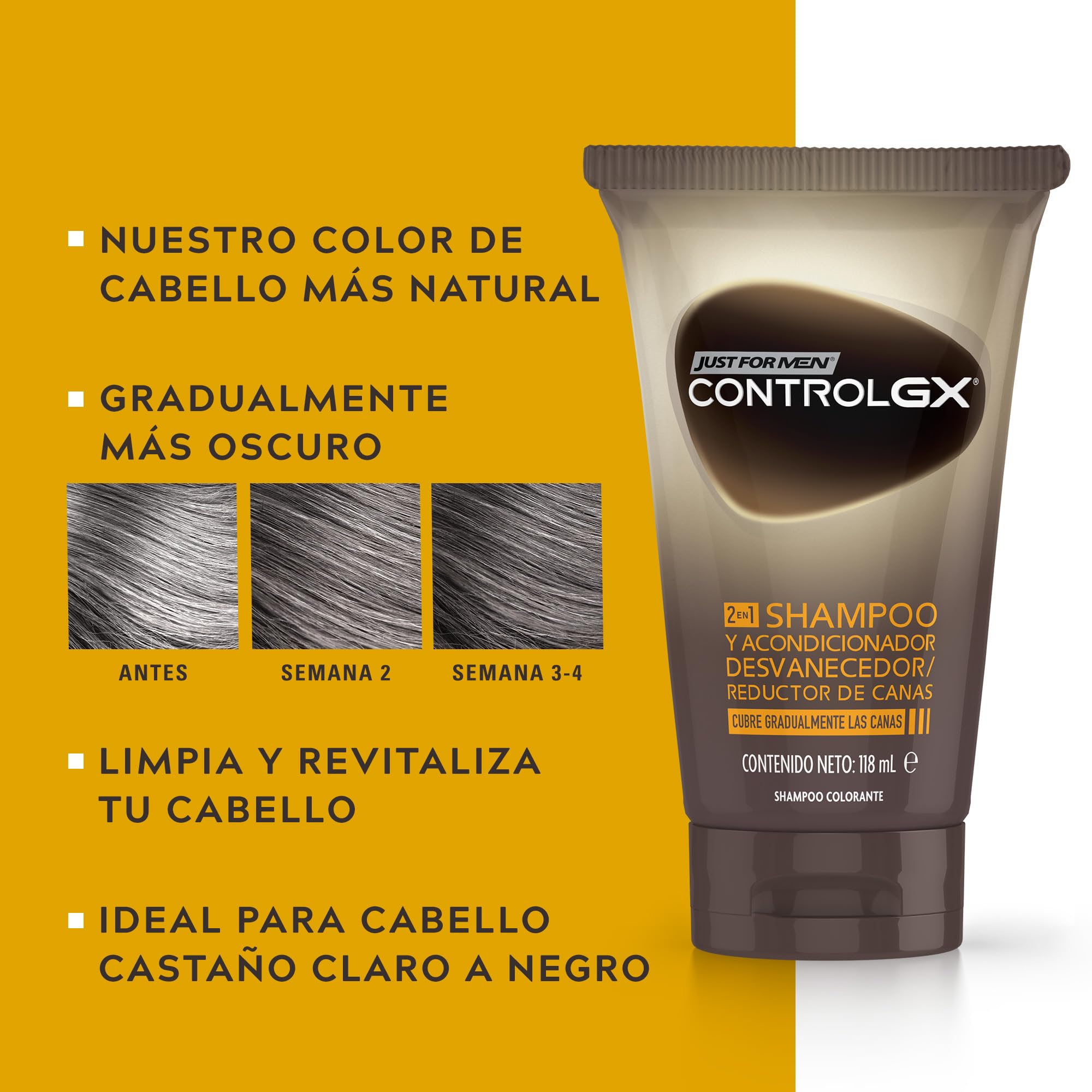Just For Men Control Gx Shampoing, Marron, 3 x 118 ml