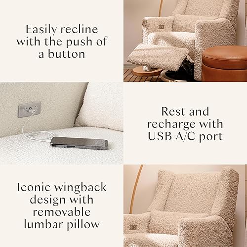 Miniatura 25 de Babyletto Kiwi, reclinable eléctrico y deslizador giratorio con puerto USB en tela de rendimiento de playa, repelente al agua y resistente a