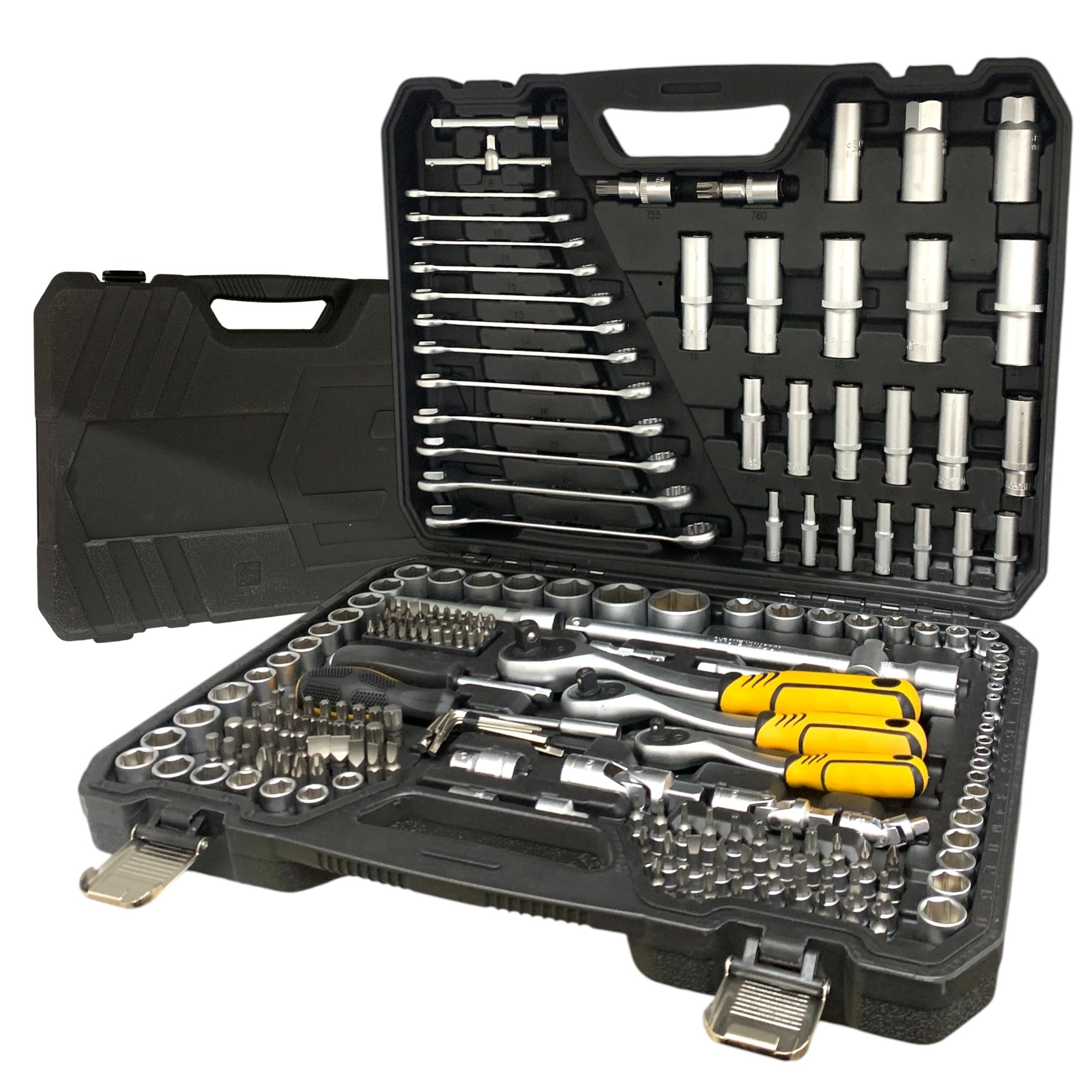 TANIASHOP Valigetta Attrezzi 219 Pezzi Chiavi a Bussola con 3 Cricchetto da 1/4" 3/8" 1/2" Cassetta Porta Attrezzi Professionali ideale per Manutenzione Meccanica, Lavori in officina e fai da te