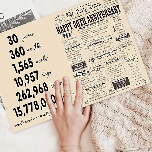 Miniatura 6 de YiKaLus Gran tarjeta de aniversario de matrimonio número 30 para marido y esposa, regalos únicos de boda de Aday para padres, decoraciones de