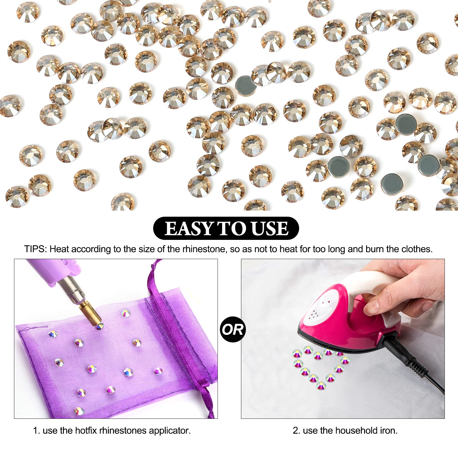 3800 PCS Hotfix Strass Hot Fix Perles à Strass Silver 1,5~4