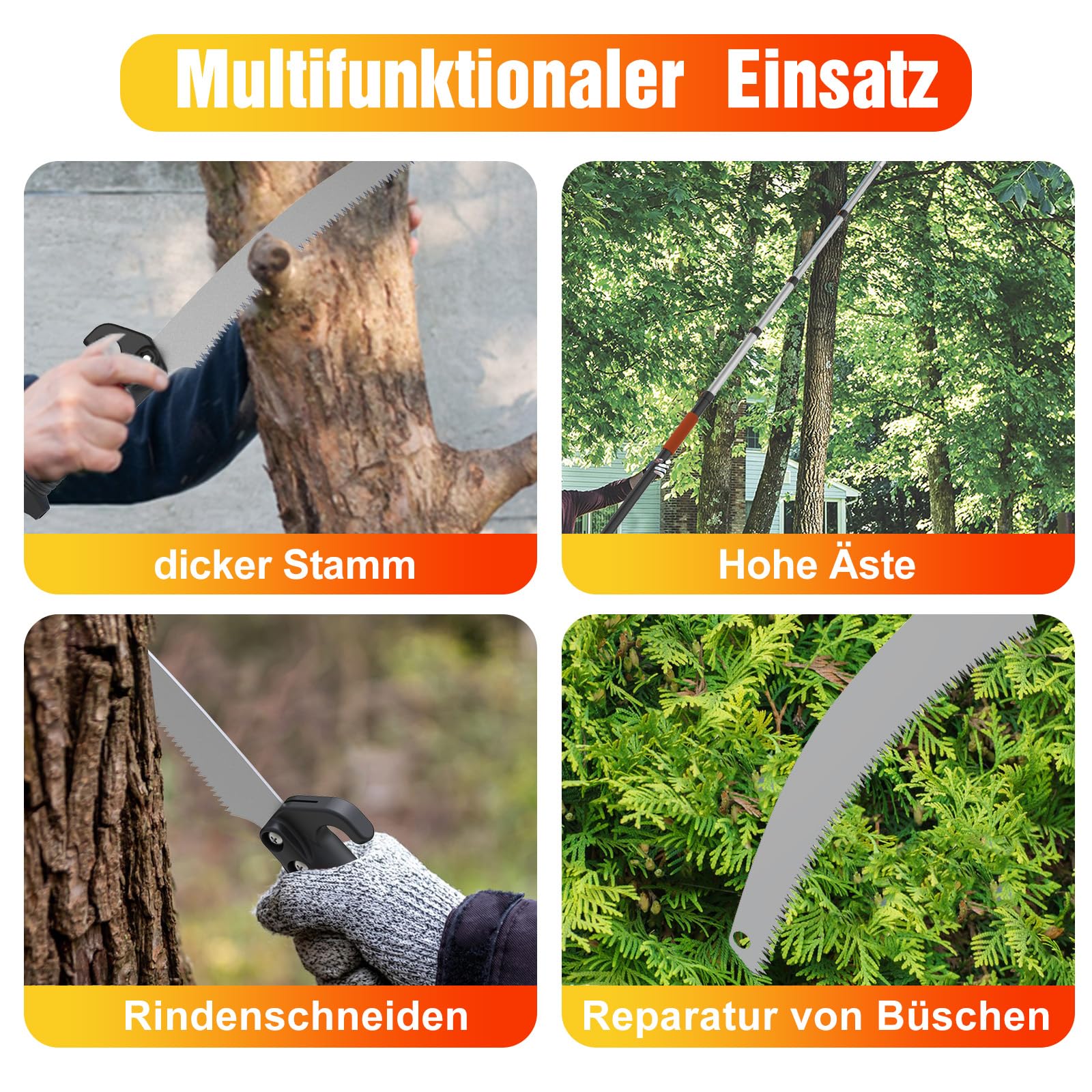LAANPOLE 6m Astsäge Teleskop für Baumbeschneidung, Säge mit 1,5-6m Teleskopstange Manuelle hochentaster, Baumsäge Teleskop für Gärten, Forstwirtschaft, Landwirtschaft