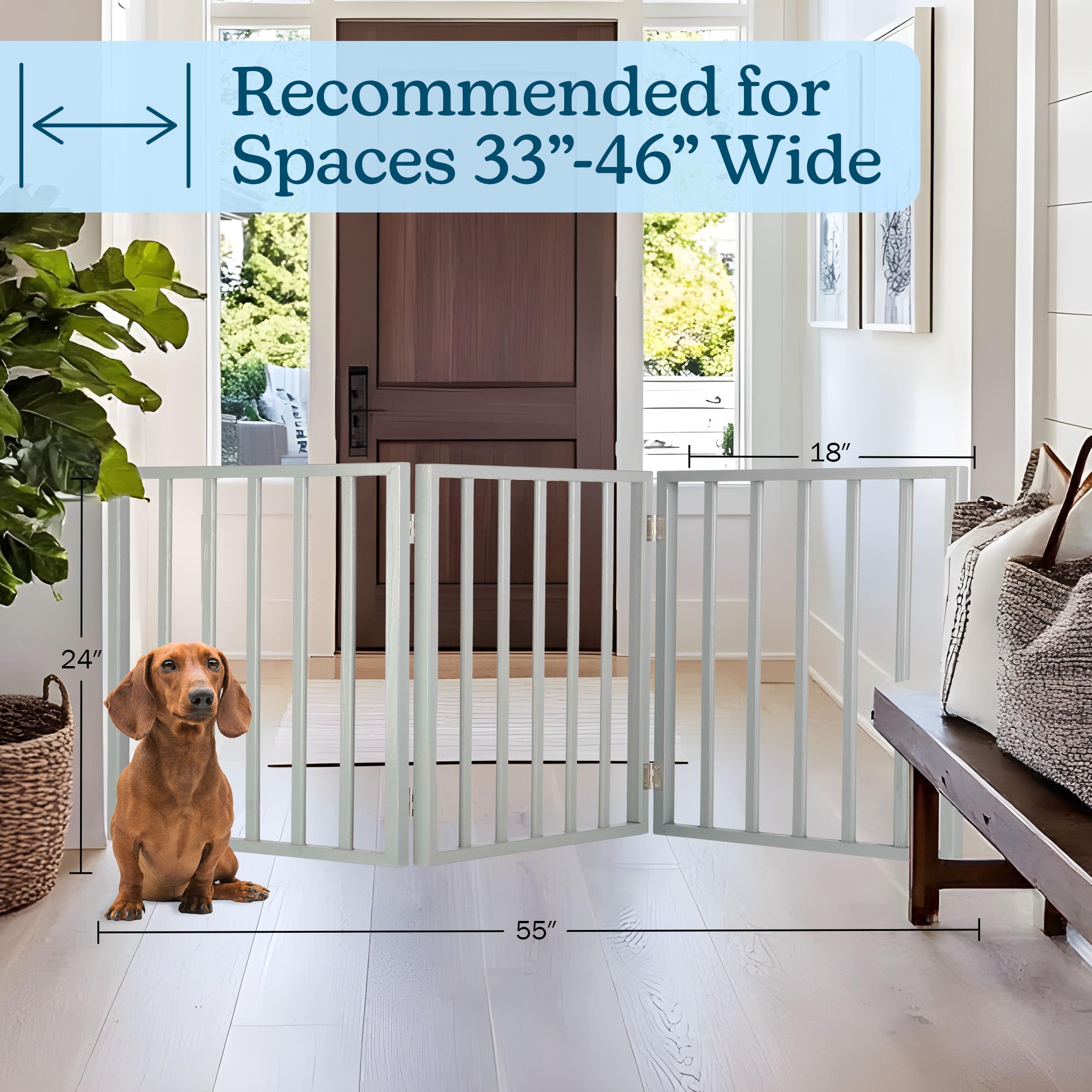 Free Standing Pet Gate 3-Panel Folding Dog Gate For Stairs Or