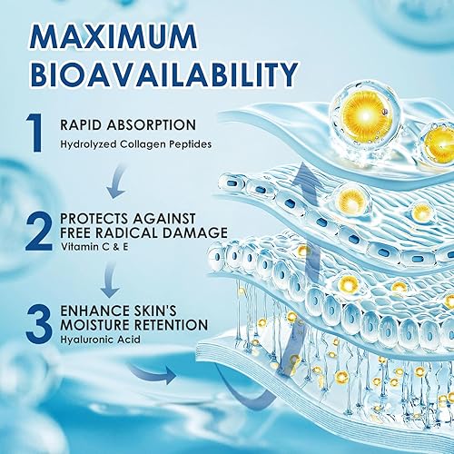 Miniatura 4 de NATURE TARGET Polvo de colágeno marino para mujeres, péptidos de colágeno múltiple con ácido hialurónico y vitamina C para cabello, piel, uñas y