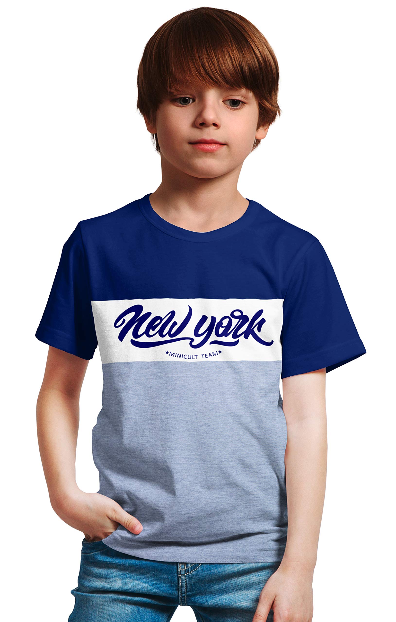 x2o Camiseta de algodón para niños con estampado en el pecho (paquete de 1) (azul marino)