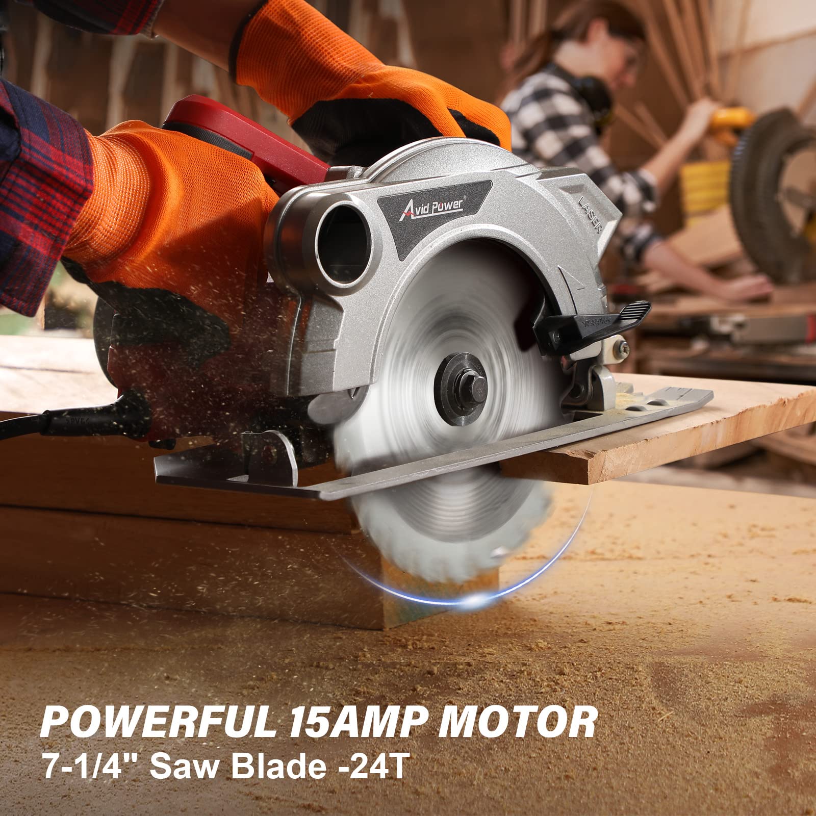 AVID POWER Circular Saw, 15 Amp Corded 