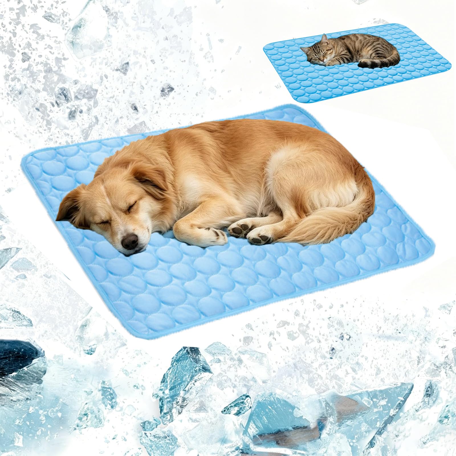 Norhogo 1pcs 70x55cm Self Cooling Pad for Dogs Cats in Hot Summer, Reusable Dog Cooling Mat Large, Cooling Mat for Dogs and Cat, Foldable Cooling Mat for Dogs for Indoor, Outdoor & Car Use, L/Blue