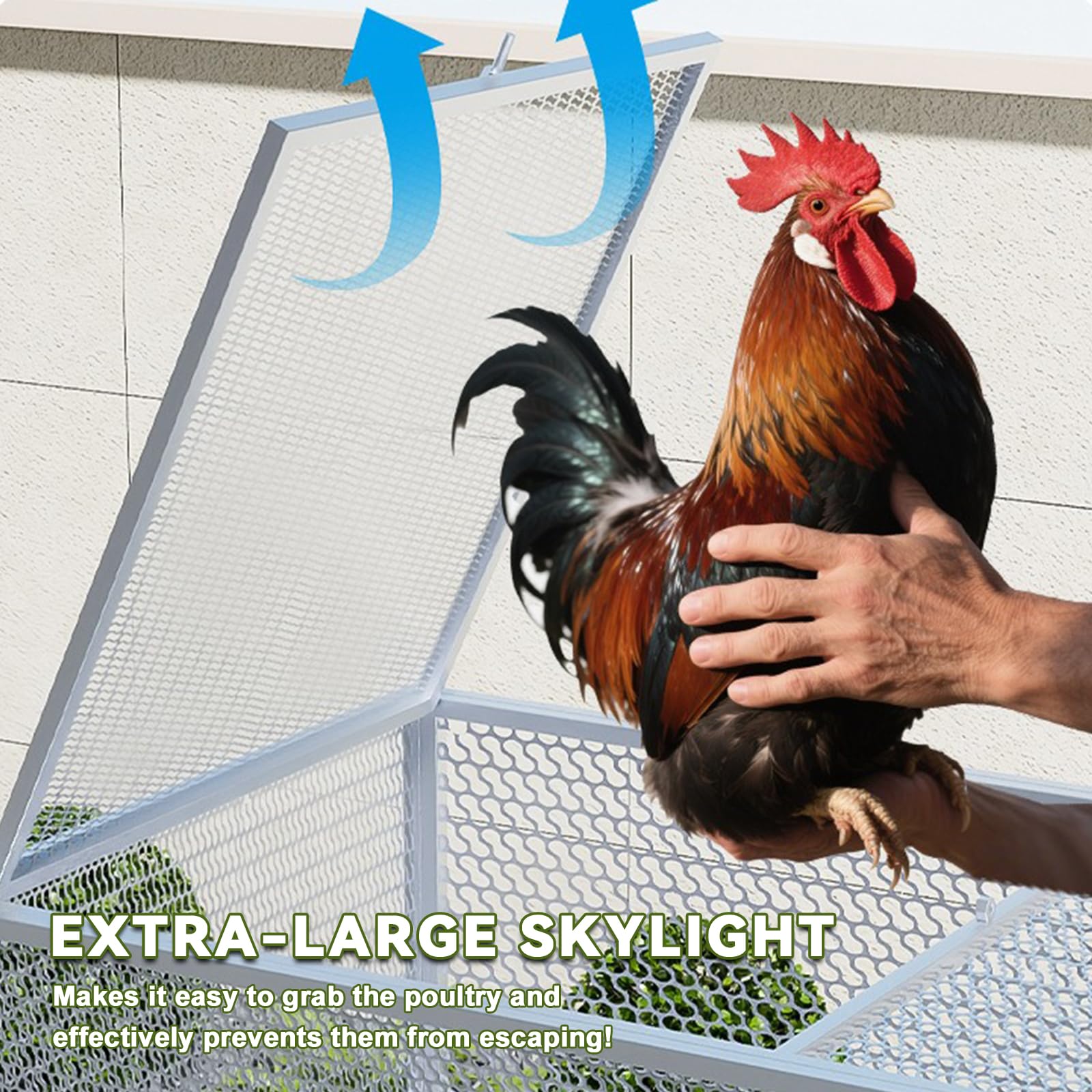 Gallinero Exterior De Metal para Jardín, con Puerta con Cerradura Y Recinto Cercado para 1 A 20 Gallinas; Fácil Montaje. Jaula Exterior para Aves De Corral, Patos Y con Natural Finish 102 x 60 x 66cm