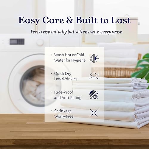 Miniatura 5 de Sábana bajera, 100% de algodón orgánico, tejido de percal, refrescante, ligera, ajustada, fresca, tamaño matrimonial, con bolsillo profundo,