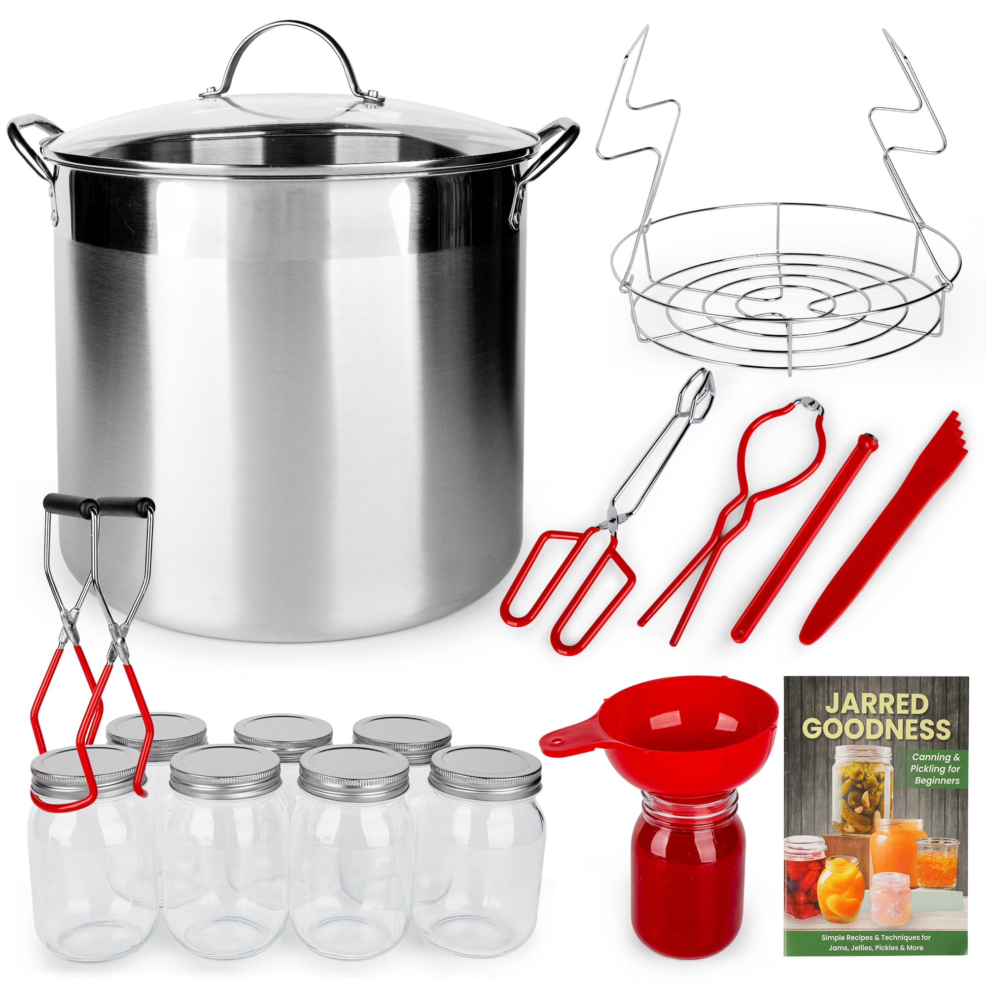 Photo 1 of Waterbath Canner Pot With Rack - Canning Supplies Starter Kit - 21.5 Quart Water Bath Canning Pot With Rack and Lid - Stainless Steel Home Canning Kit for Beginners with Mason Jars and Recipe Book