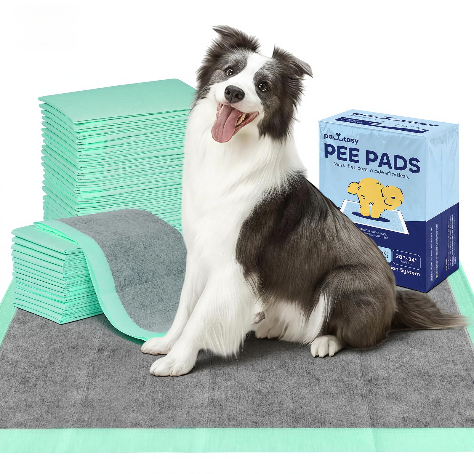 Pawtasy Extra Large Puppy Pads Charcoal Dog Training Pads 86 x 71 cm Pee Pads for Dogs Potty Training with Anti-Leak Edge, Super Absorbent Puppy Mats for Odor Control, 30 Pack