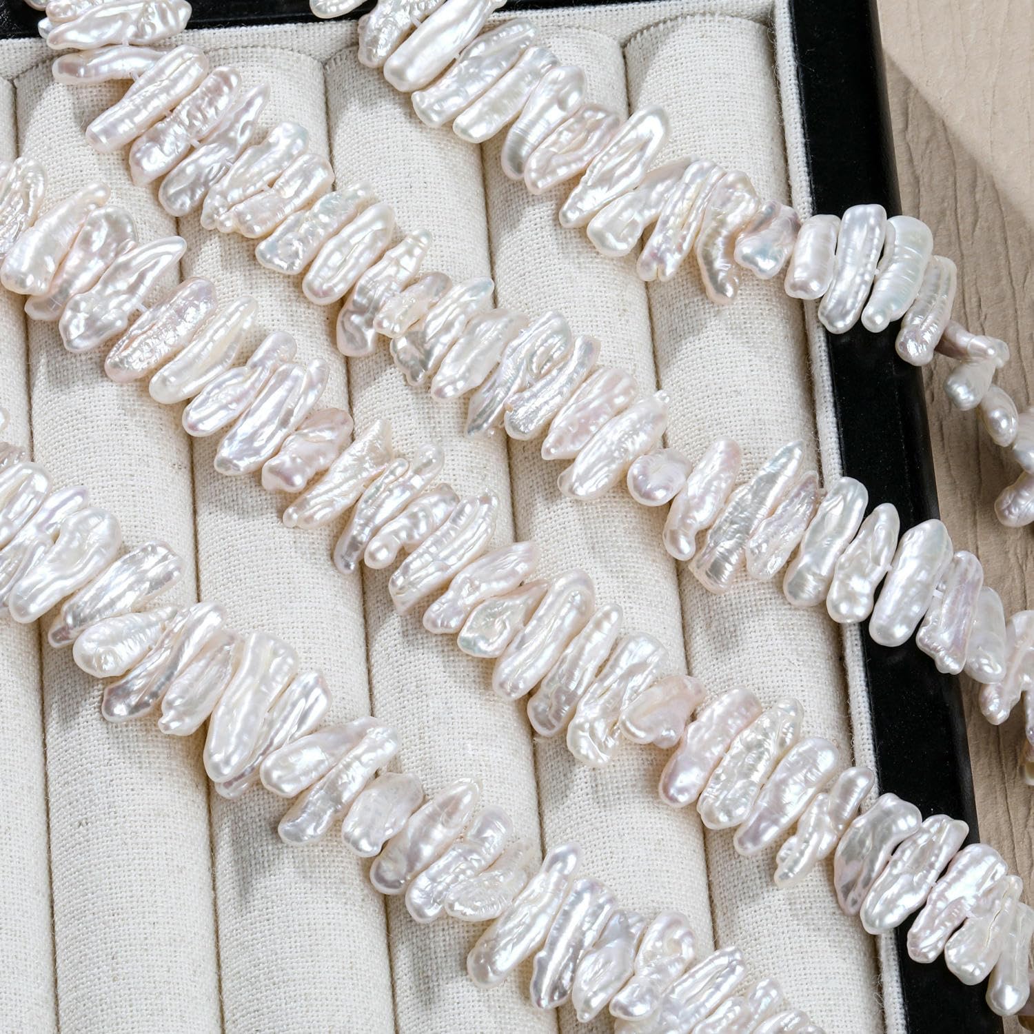 80 sztuk 6x17mm słodkowodne nieregularne perły hodowlane białe barokowe perły do ręcznie robionych bransoletek naszyjników, kolczyków, rękodzieła DIY