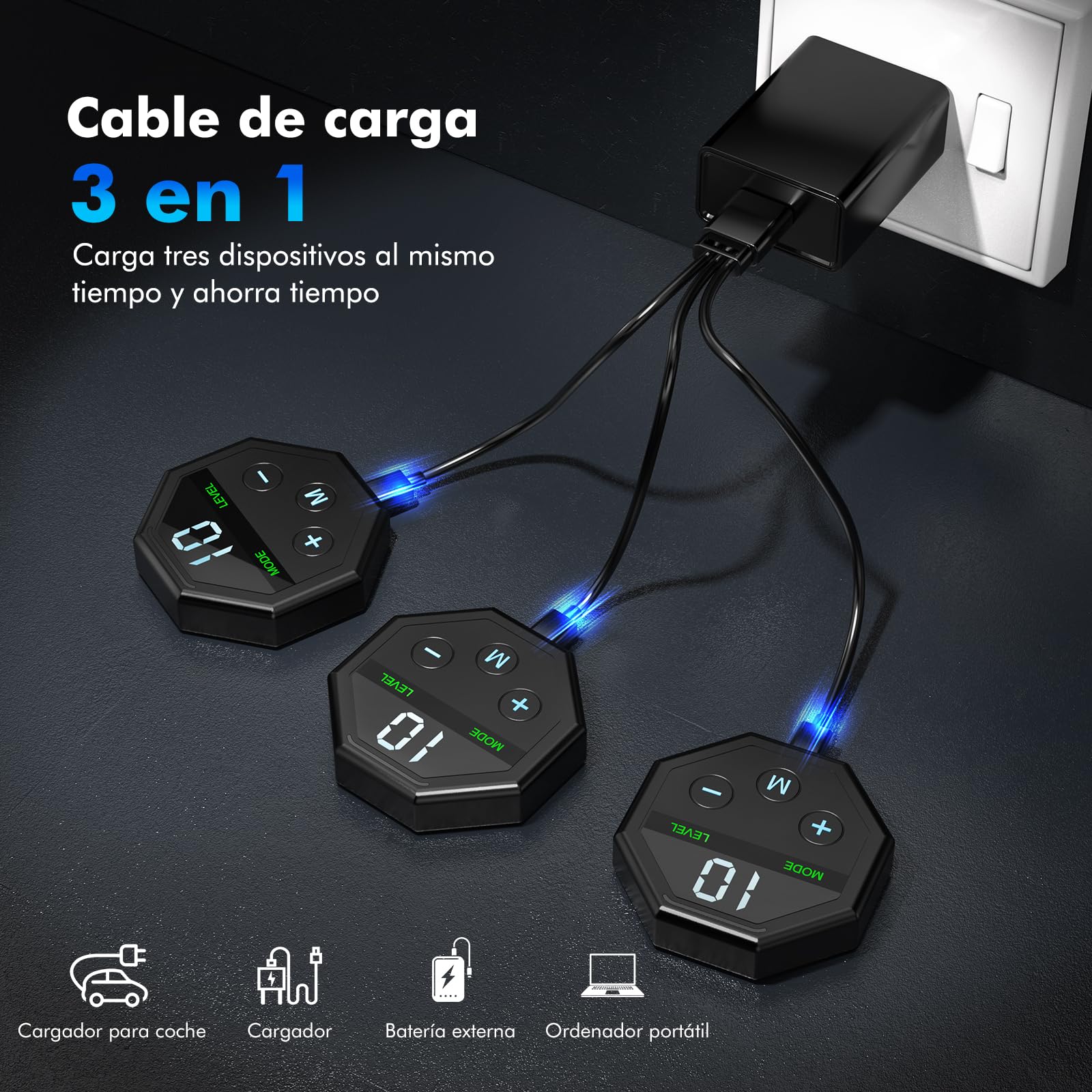 Electroestimulador Muscular, EMS Estimulador Muscular, 10 Modos y 20 Intensidades, Eletroestimulação Muscular Cuerpo Completo AB/Brazo/Pierna/Gluteos para Hombres y Mujeres