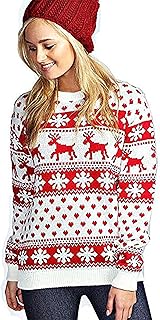 mymixtrendz Women Ladies Xmas Reindeer Snowflake Long Sleeves Christmas Jumper Sweater Top