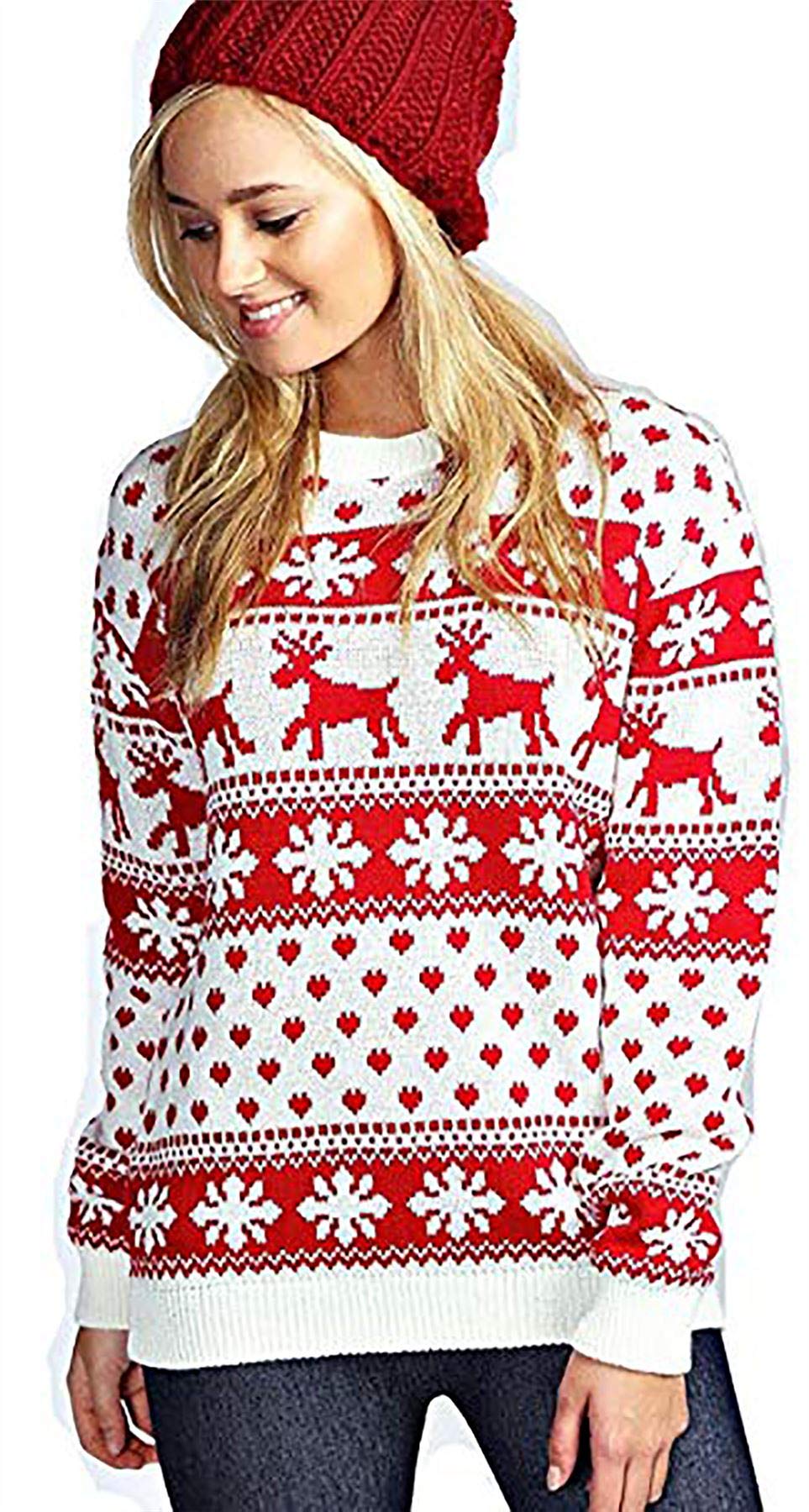 mymixtrendz Women Ladies Xmas Reindeer Snowflake Long Sleeves Christmas Jumper Sweater Top