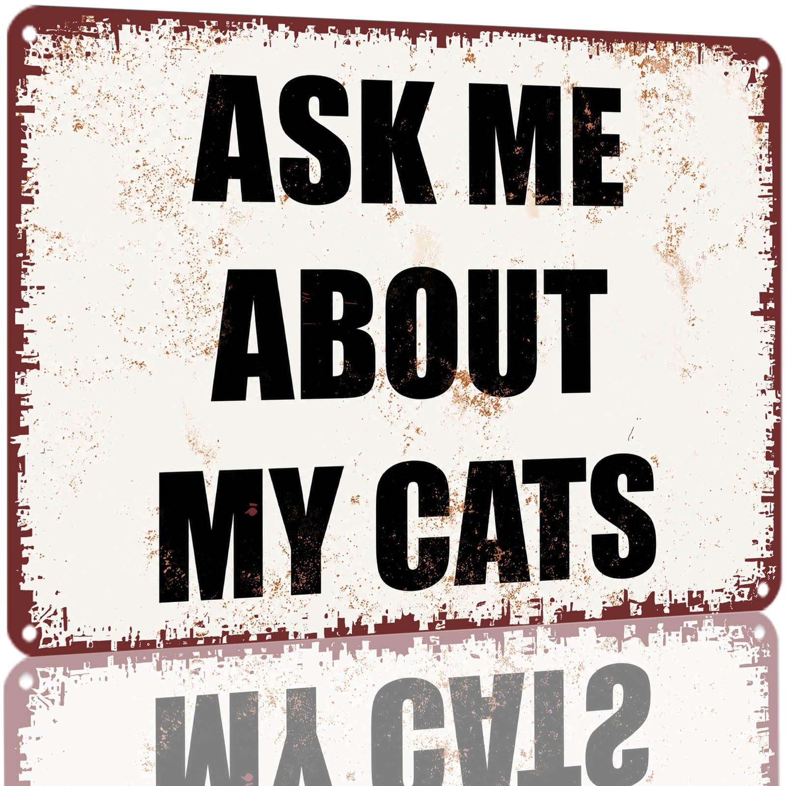 Kwqdozf As Pic 8X12 Inch Aluminum Metal Sign Ask Me About My Cats Vintage Tin Sign Wall De