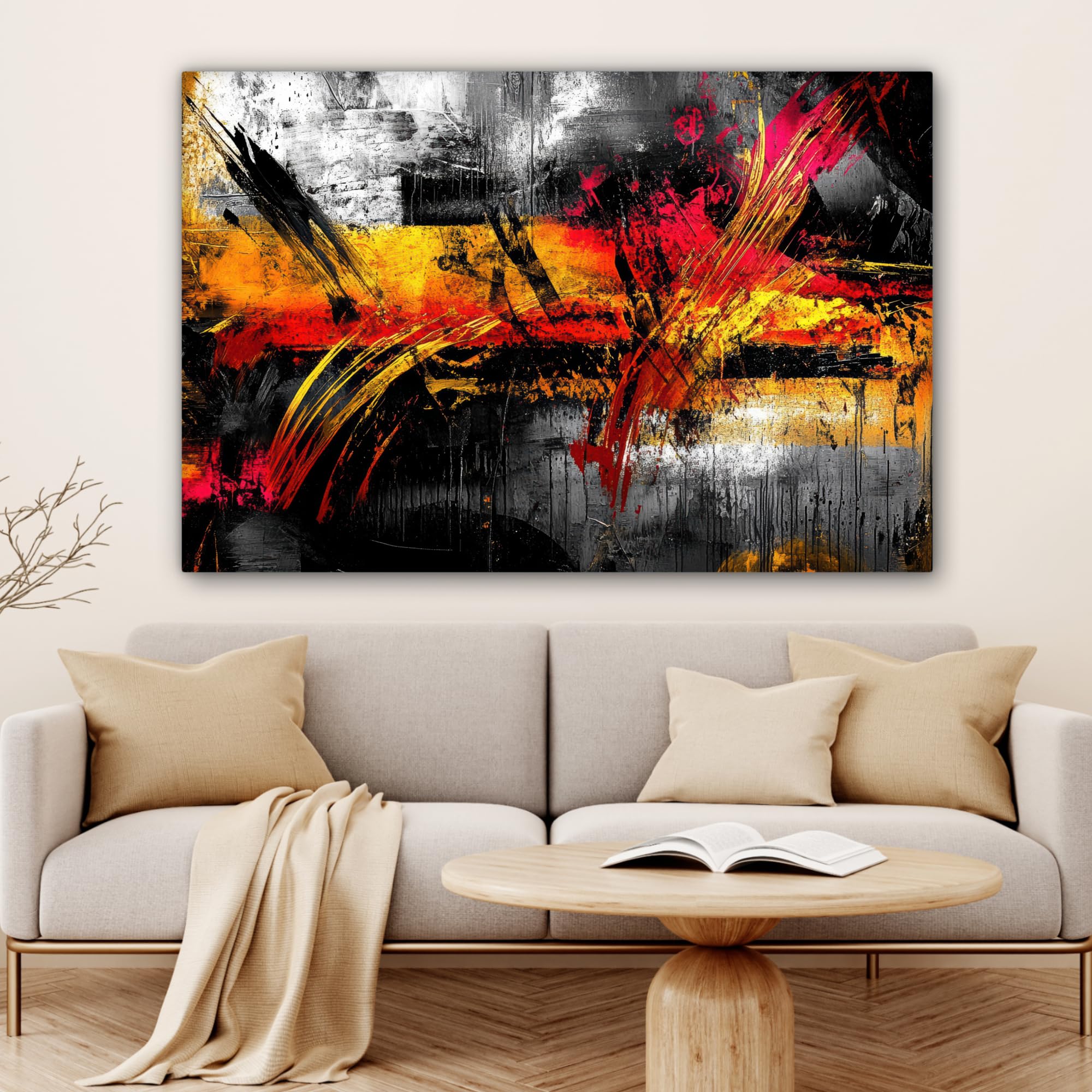 MuchoWow MuchoWow Canvas Print Painting 120 x 80 cm Wall Picture Decoration Living Room Wall Pictures Modern Art – Black – Abstract in use