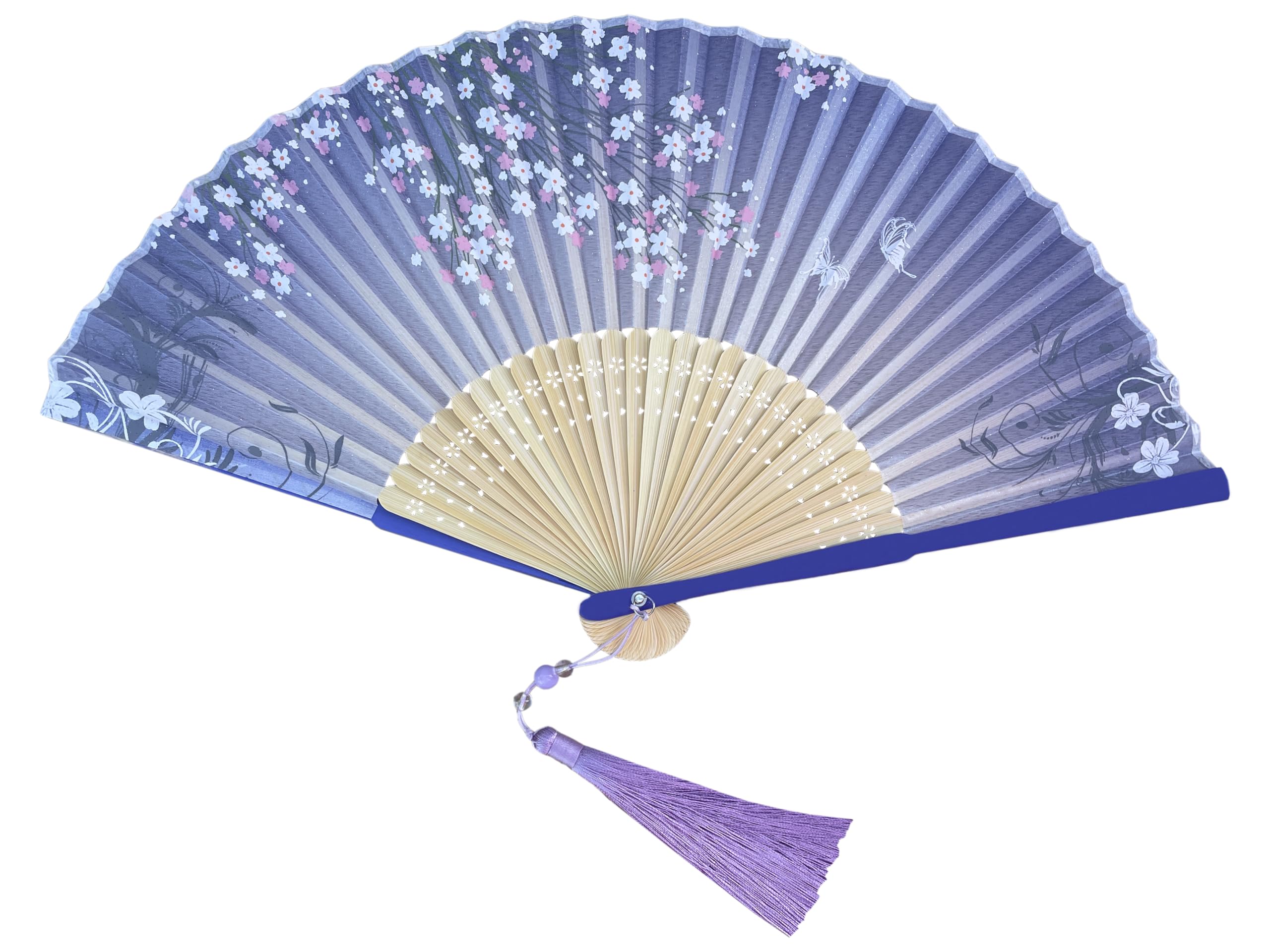Éventail pliable en soie pour mariage et soirées d'été en plein air