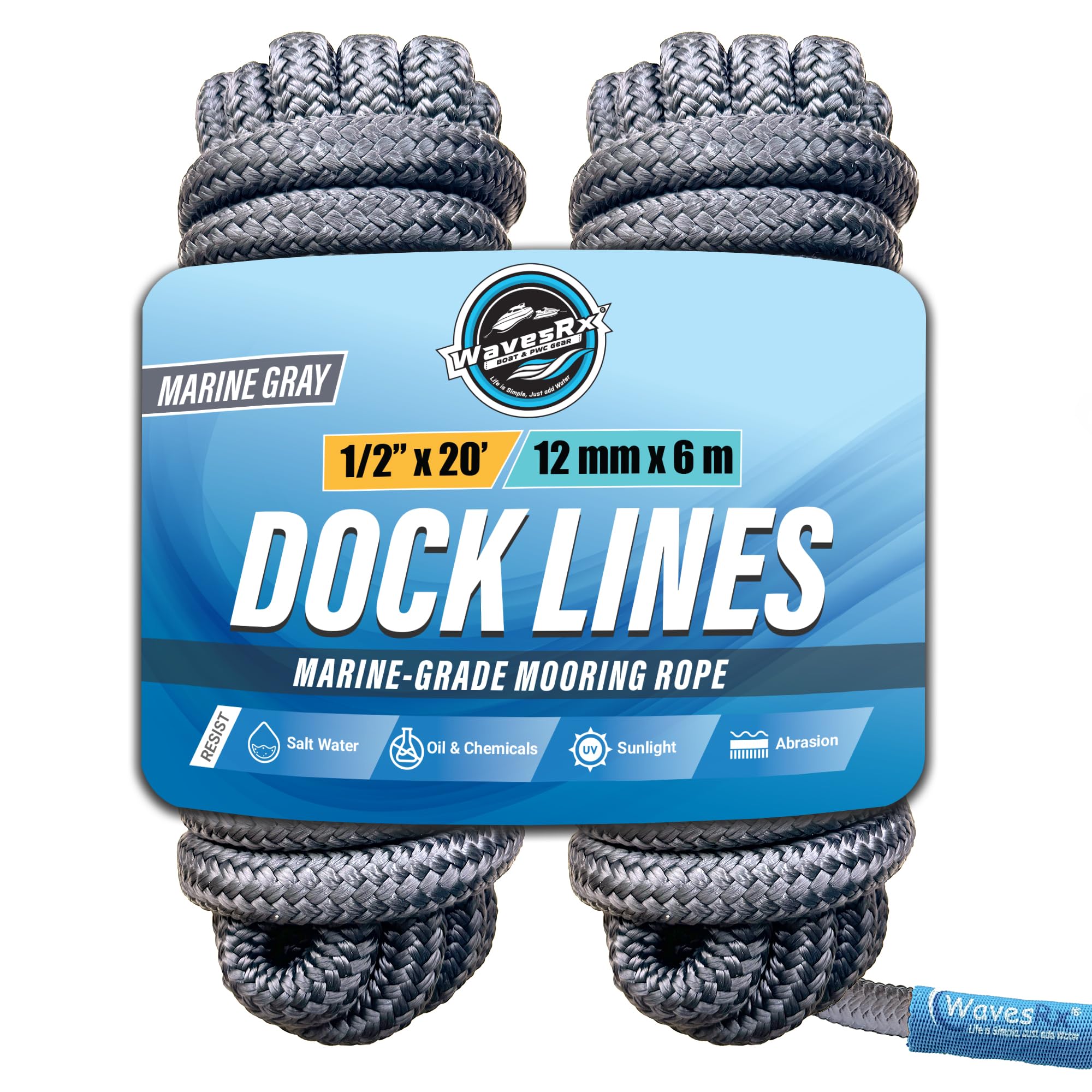 Premium Nylon Boat Dock Lines & Ropes for Docking & Pontoon | Double Braided Marine Rope | Boat Ropes for Docking with Loop | UV & Saltwater Resistant
