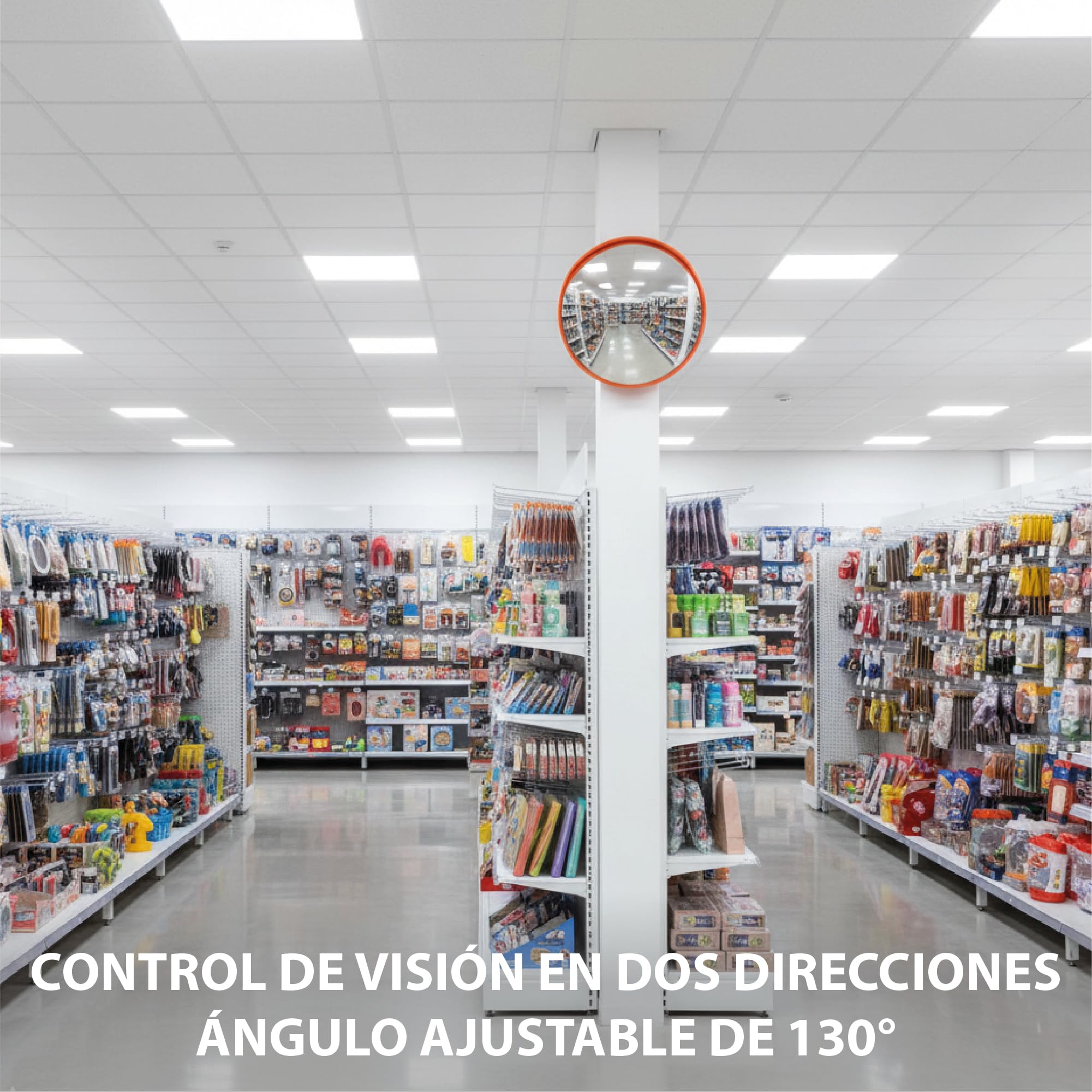 EberSign – Espejo Convexo de Tráfico Ø45 cm | Espejo de Seguridad para Interor con Ángulo de Visión | Resistente a Intemperie e Impactos para Garajes, Calles y Esquinas
