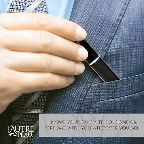 Miniatura 4 de L'AUTRE PEAU Atomizadores de niebla fina de perfume y colonia recargables con exterior metálico e interior de vidrio, tamaño de viaje portátil,