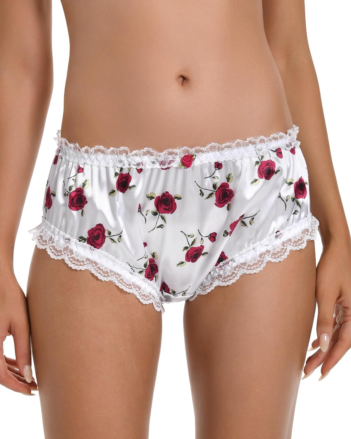 Satini Women's Satin Frilly Lace Sissy French Knickers Briefs Panties - Image 2