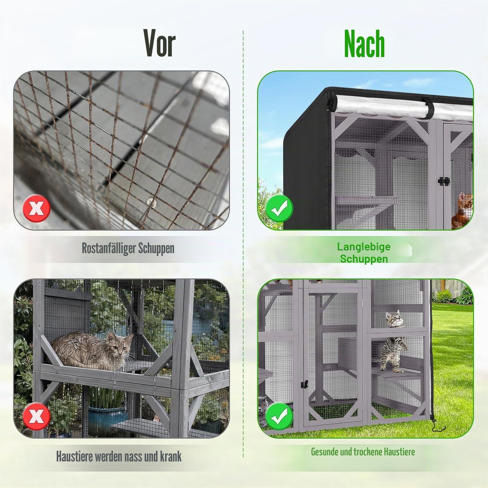 Kingling Katzenhausabdeckung für große Catio, universelle Catio-Abdeckung, wasserdicht und staubdicht, Haustiergehege, Abdeckungen für Katzenhäuser und Höhlen (162 x 83 x 180 cm)
