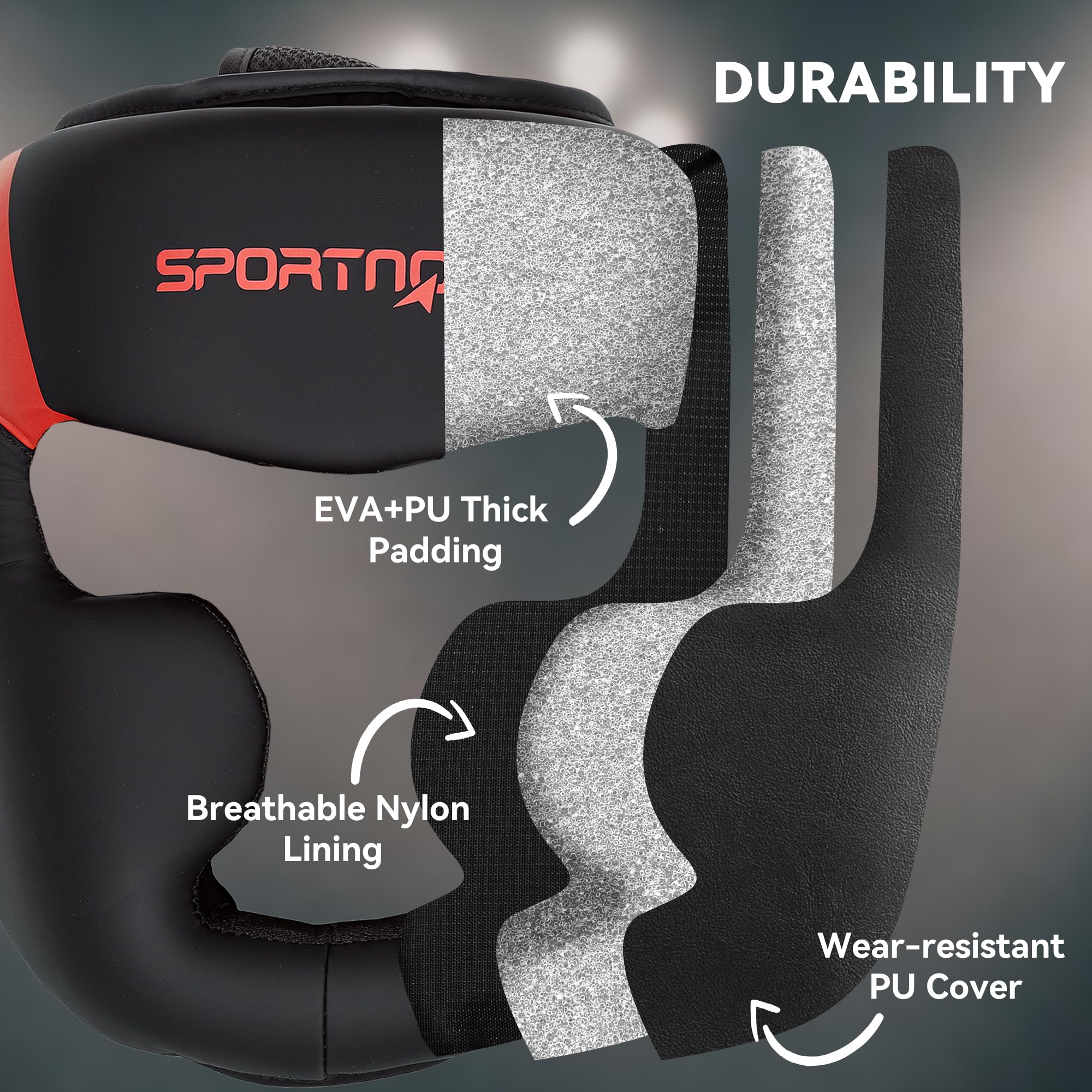SPORTNOW Boxing Headguard, Boxing Headgear Helmet with Adjustable Strap for Full Face Protection for Kickboxing Sparring Martial Arts Karate Taekwondo
