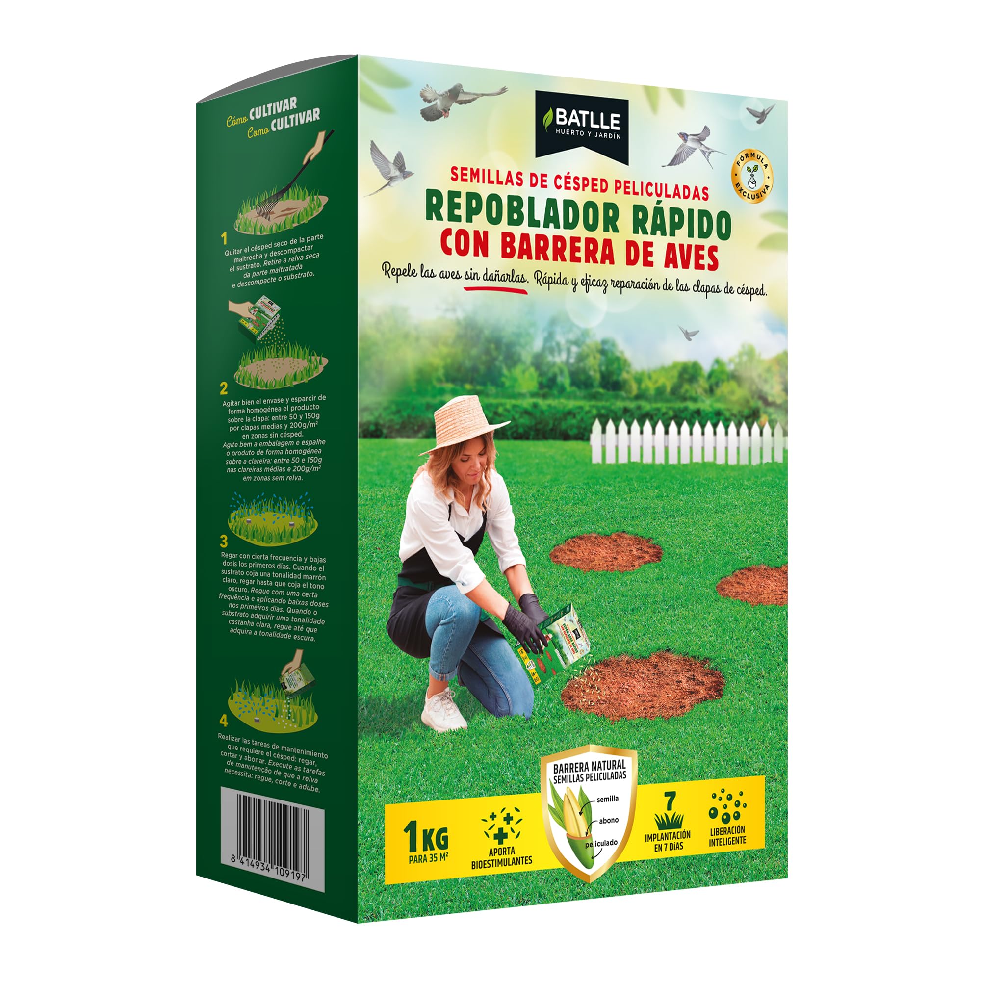 Semillas Batlle Césped Repoblador Rápido con Repelente de Aves - 1kg