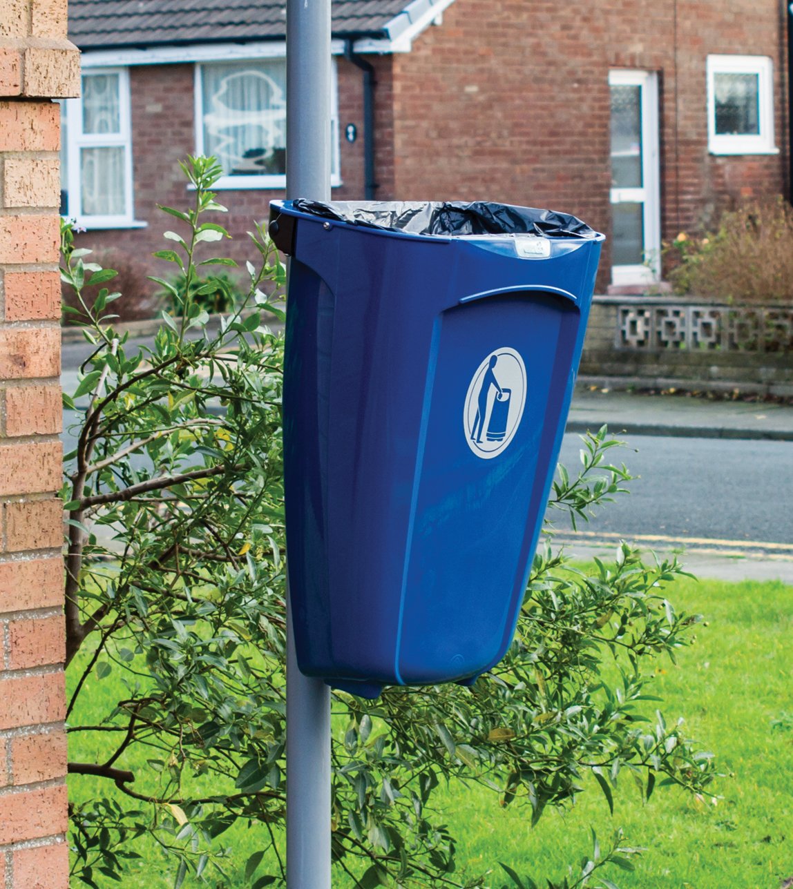 Glasdon Super Trimline 50 Outdoor Litter Bin (Black & Gold) with Sack Retention System 50