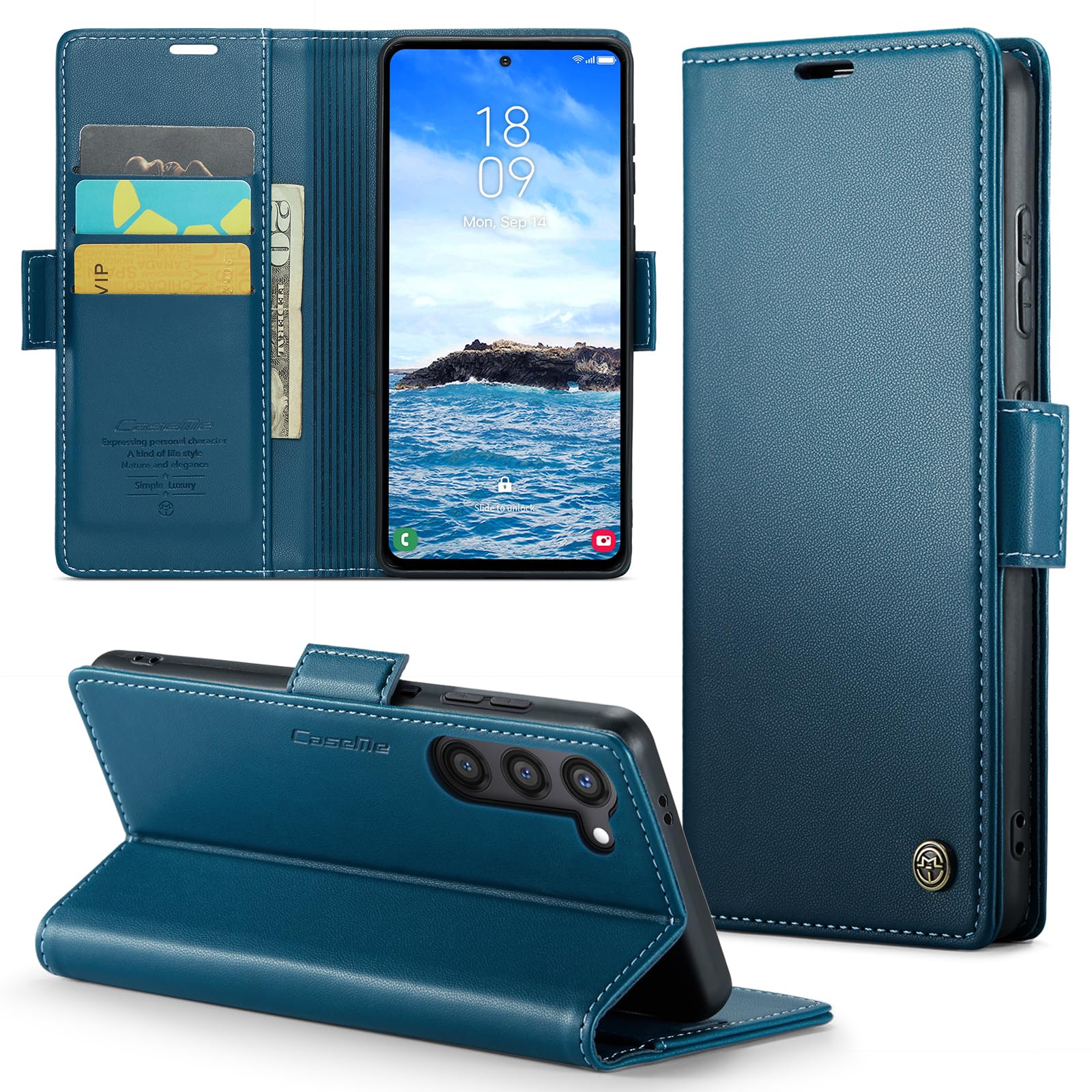 KANVOOS Cover per Samsung Galaxy A34 5G, Cover a Libro Portafoglio in Pelle PU [Porta Carte] [Magnetica], Antiurto Flip Case Custodia per Samsung A34 5G (Blu