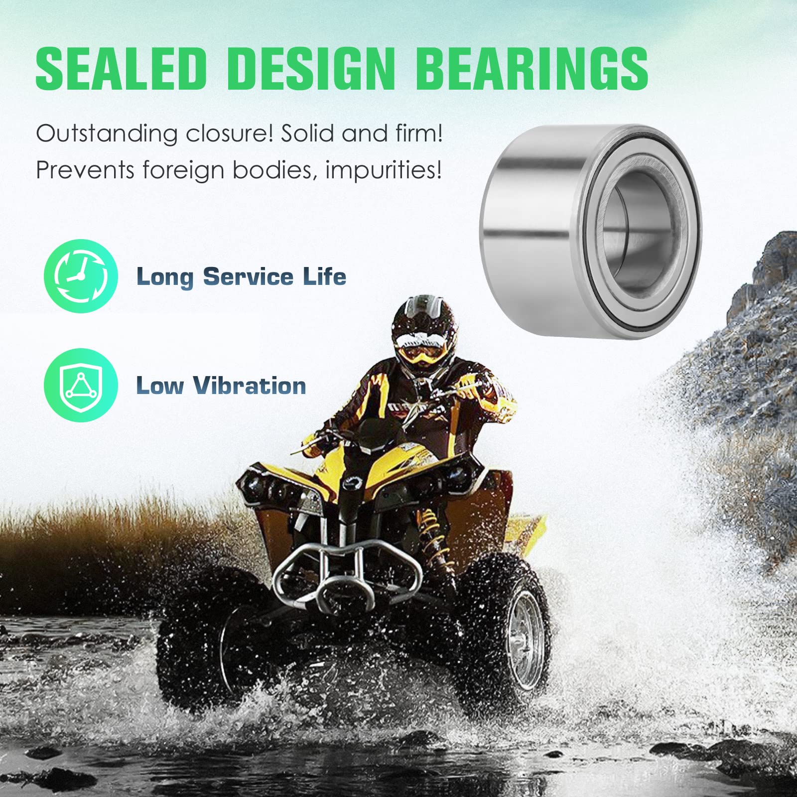 Youxmoto Eje CV trasero izquierdo/derecho para Yamaha Grizzly 660 2003 2004 2005 2006 2007 2008, 4340 Chromoly Steel CV Axle Drive Half Shaft con kit de rodamientos de rueda