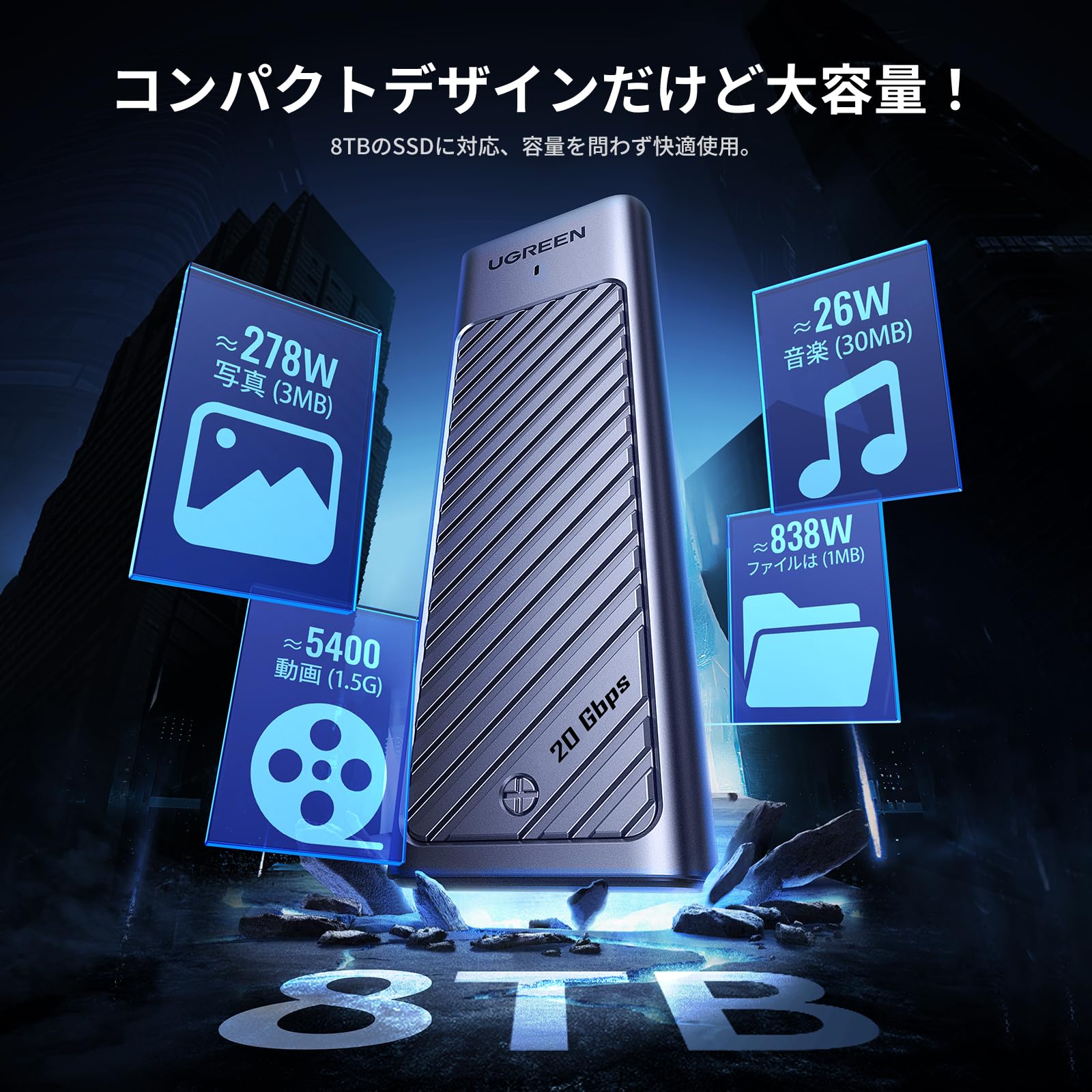 Amazon.co.jp: UGREEN M.2 SSD 外付けケース 20Gbps 高速 SSD ケース