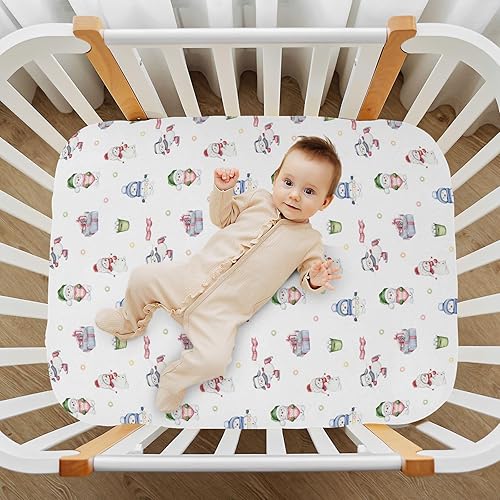 Miniatura 6 de Cute Snowmen Crib Sheets - Stretchy Fitted Crib Sheets for Boys Girls, Unisex Cozy Baby Crib Sheet 27 x 39 x 5 Inches