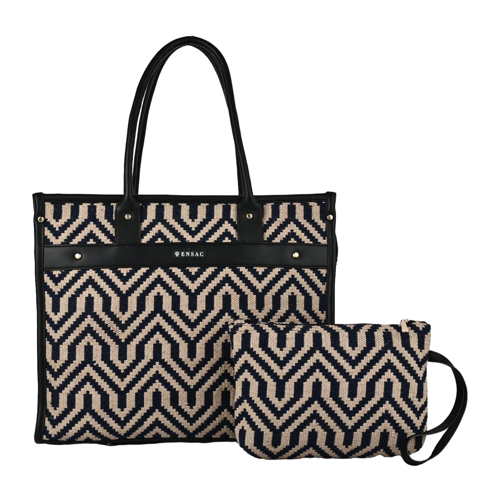 ensac Cotton Tote Bag for Women, Stylish Handbag for women with Zip Closure | Fit for Office Bag, College, Travel Use | Handcrafted in India-picture-36
